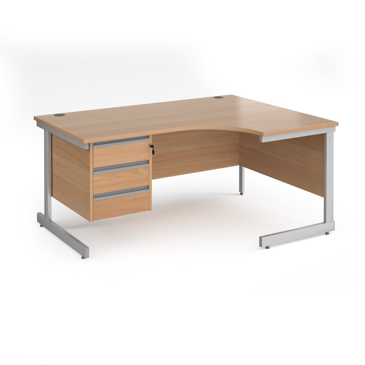 Contract Cantilever Leg Right Hand Ergonomic Corner Desk with Three Drawer Storage